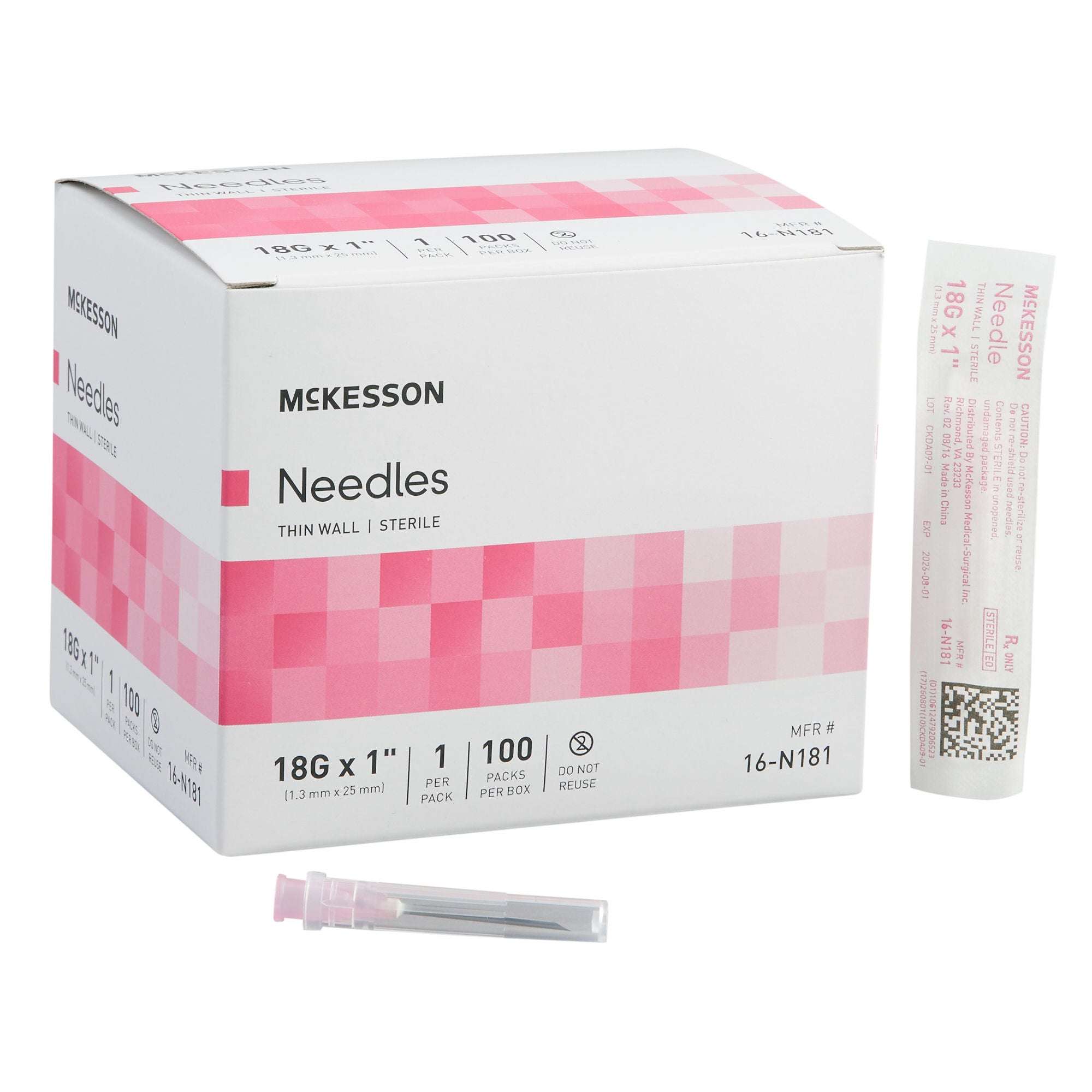 McKesson Hypodermic Needle, 18 Gauge, 1 Inch