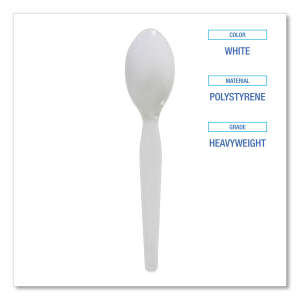 Boardwalk, Heavyweight Polystyrene Cutlery, Teaspoon, White, 1000/Carton