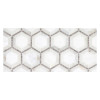 Fine Mosaic Works East White Honed, Calacatta Gold Polished, And Smoke Honed 9×10 Hexagon Micromosaic Mixed