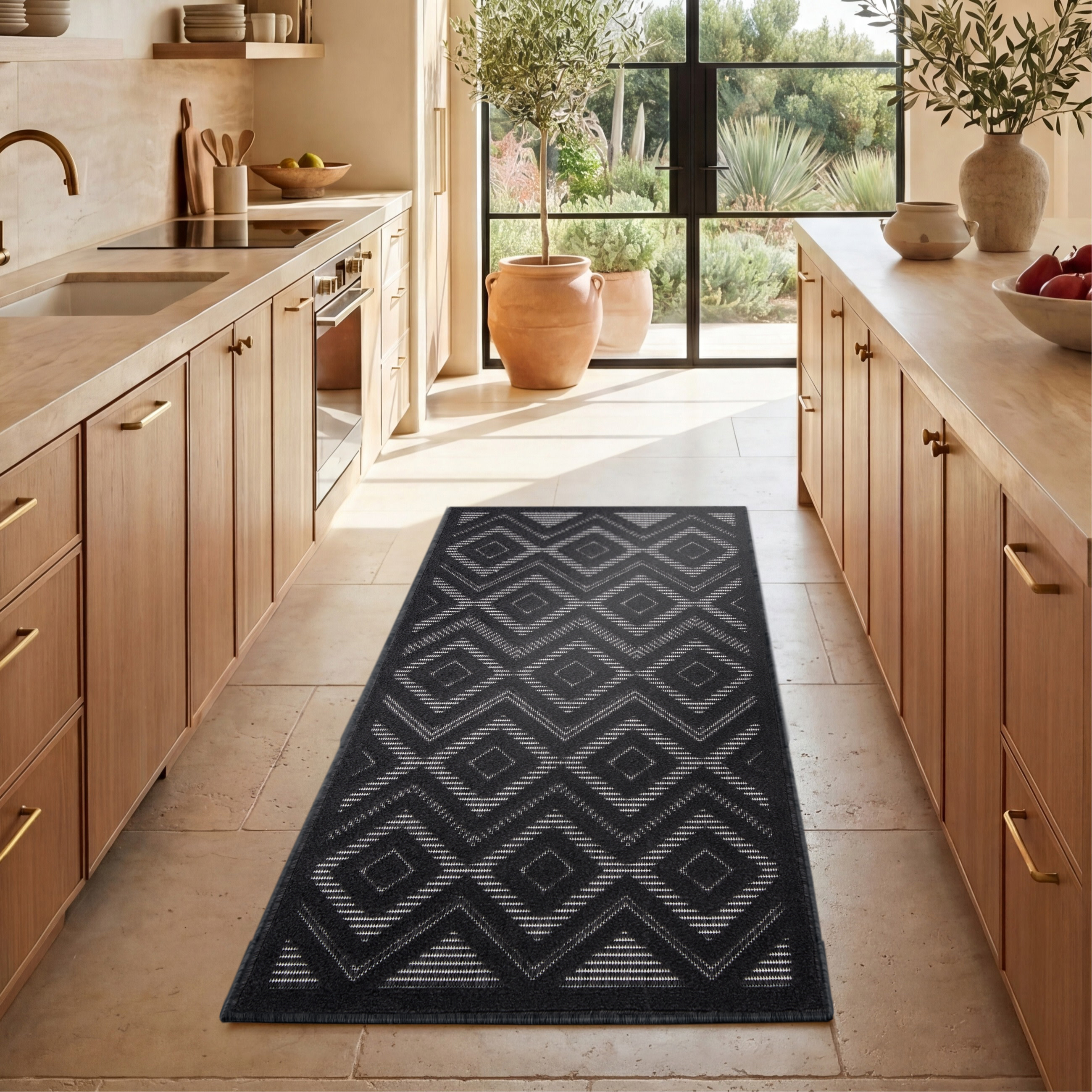 Nourison Versatile 2' x 6' Charcoal Black Modern Rug