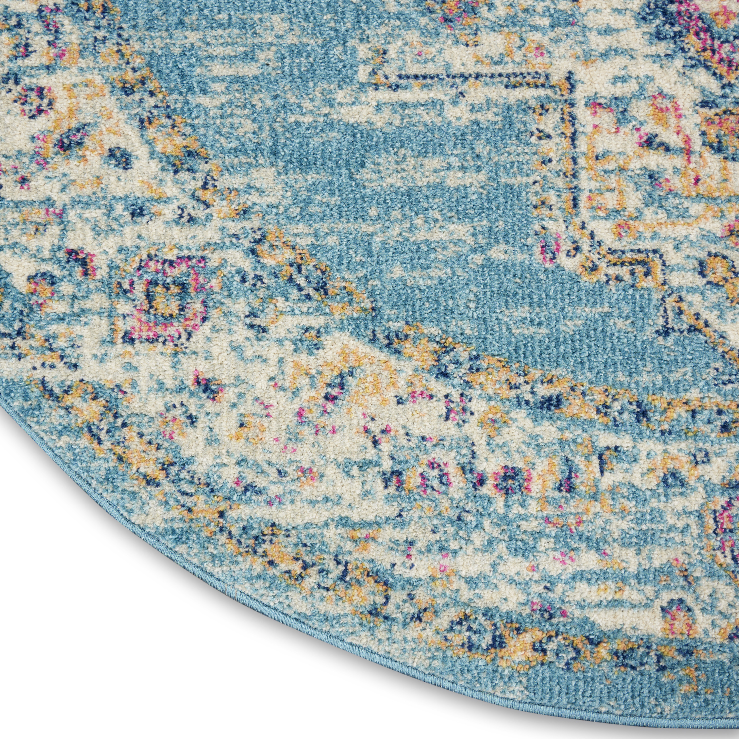 Nourison Passion 4' x Round Light Blue Bohemian Indoor Rug