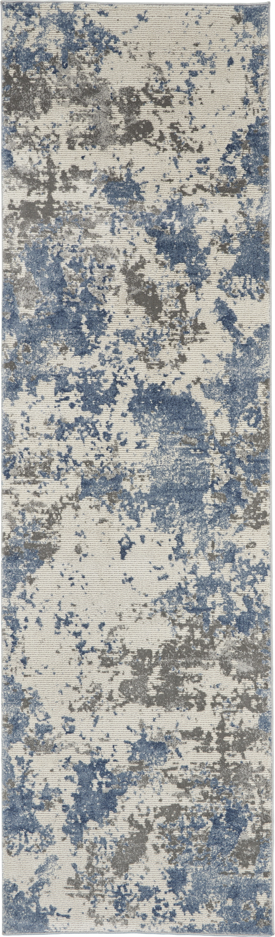 Nourison Rustic Textures 2'2" x 7'6" Grey Blue Modern Indoor Rug
