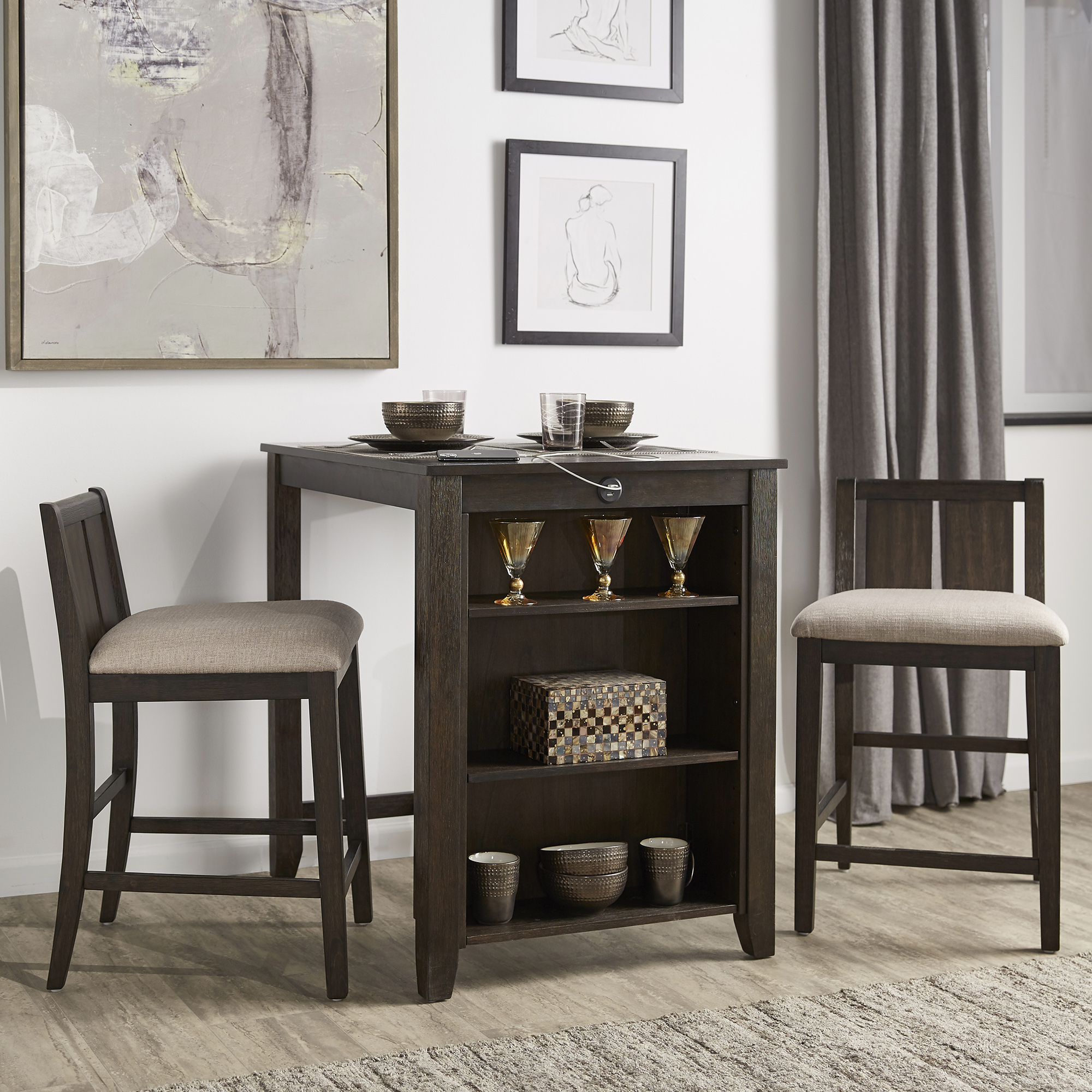 Two-Tone Counter Height 3-Piece Dining Set