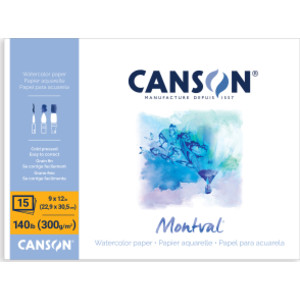 Artist Series Montval Watercolor Block, Foldover Binding, 15 Sheet, 9x12 inch, 1 Count