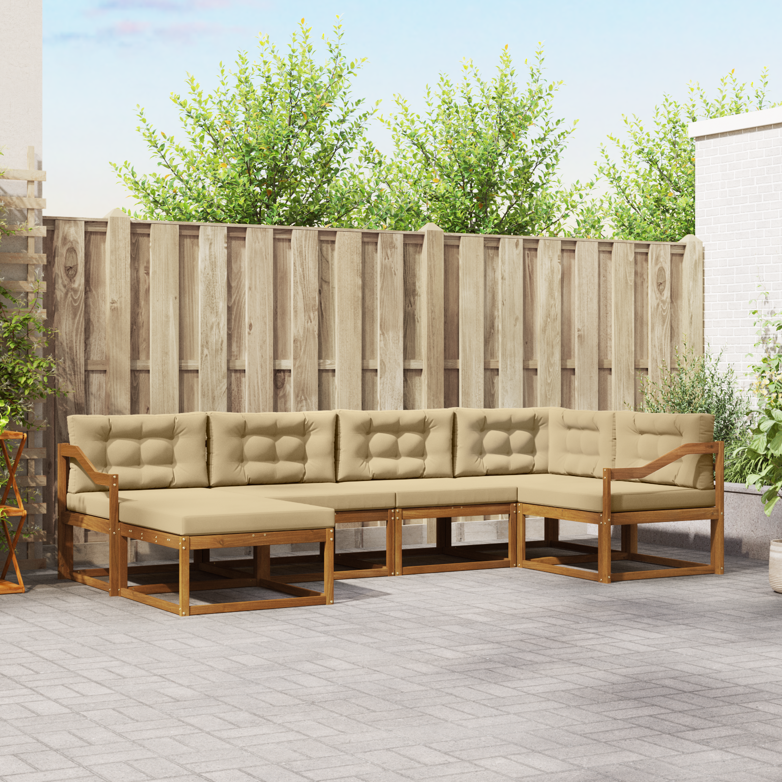 vidaXL Outdoor-Sofagarnitur mit Kissen 6 pcs Natur und Beige – Bild 2