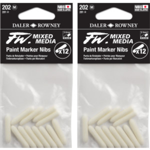 FW Ink Marker Replacement Nibs, Medium Round Tip, 2-4 mm, 12 Count, Pack of 2