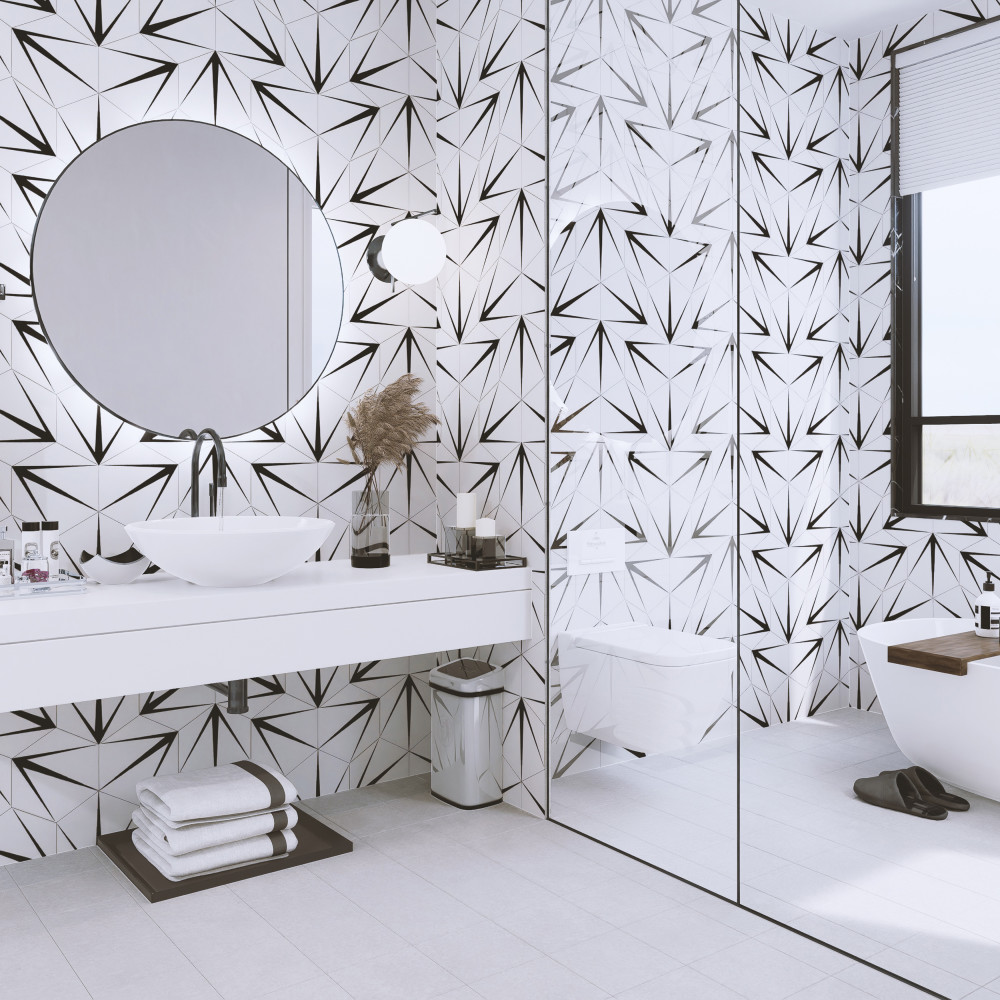 Sample – Trident Hex Blanco Porcelain Floor and Wall Tile