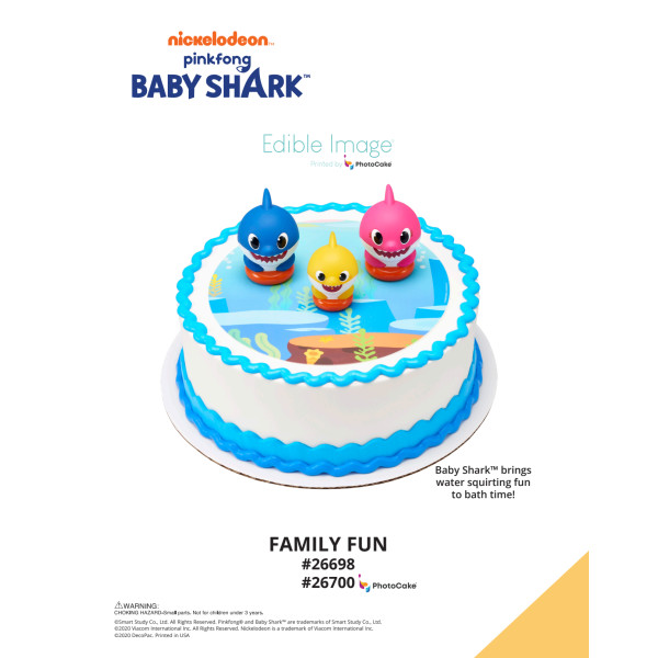 Baby Shark Family Fun The Magic of Cakes® PhotoCake® Enhanced Round Background Page