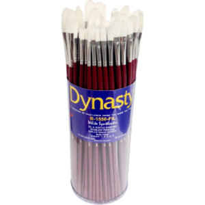 Finest White Synthetic Filbert Brush Canister, 60 Brushes