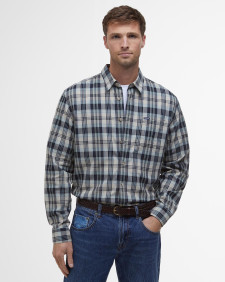 Clifton Madras Relaxed Long-Sleeved Shirt Classic Navy