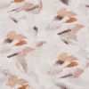 Abstract wallpaper with scattered diagonal brushstrokes in peach, terracotta, taupe and brown; layered and crosshatched to appear textured and worn, on pale cream background suggesting softly lit interior surface.