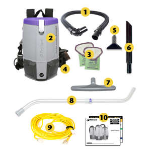 ProTeam, Super Coach Pro 6, w/ Xover Performance Telescoping Wand Tool Kit, 14", Backpack Vacuum