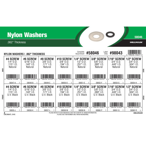 Nylon Washers Assortment (.062