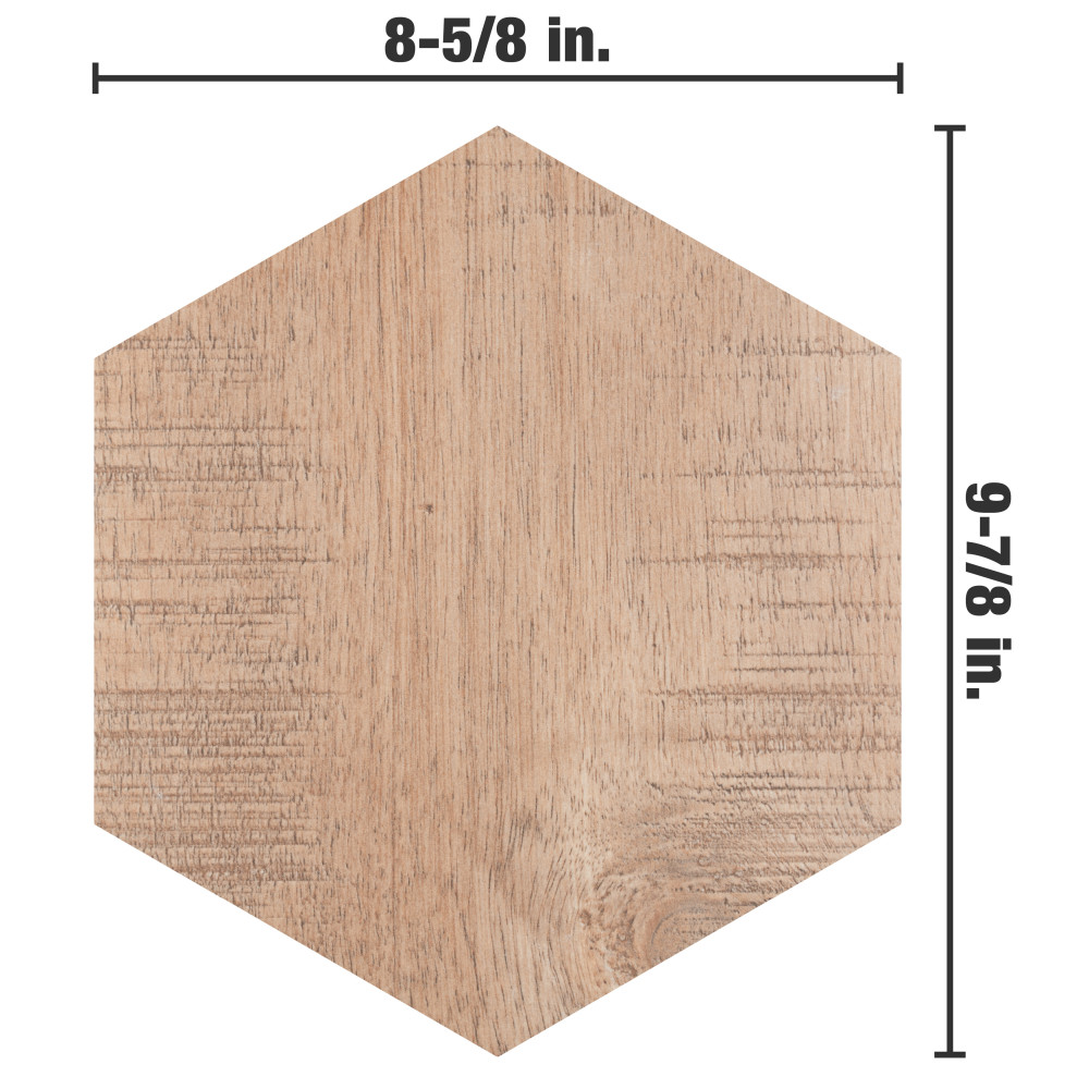 Sawnwood Hex Brown 8-5/8 in. x 9-7/8 in. Porcelain Floor and Wall Tile