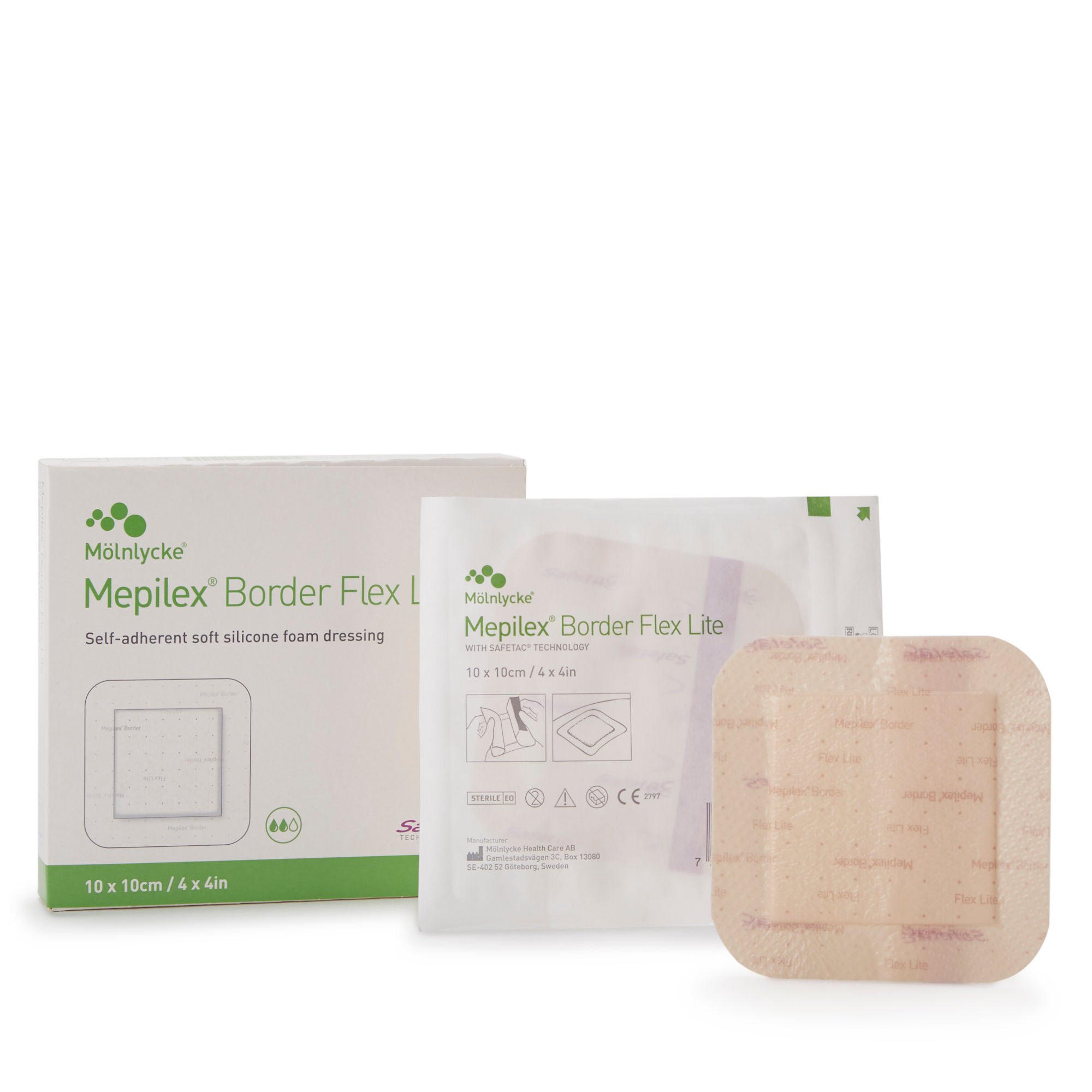 Mepilex® Border Flex Lite Silicone Foam Dressing, 4 x 4 Inch