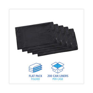 Boardwalk,  LLDPE Liner, 30 gal Capacity, 30 in Wide, 36 in High, 0.65 Mils Thick, Black