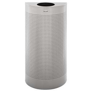 Rubbermaid Commercial, Open Top, 12 gal, Perforated, Stainless Steel, Half Round, Receptacle