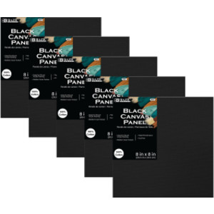 Black Canvas Panels, 8 x 8 in, 5-Pack