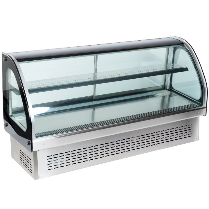 60-inch-wide 120-volt curved-front Cayenne® refrigerated drop-in display case with rear access