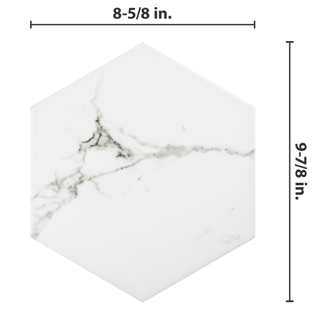 Timeless Calacatta Hex 8-5/8 in. x 9-7/8 in. Porcelain Floor and Wall Tile
