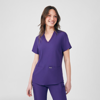 Landau Forward LT100 Women&#8216;s 4 Way Stretch 3-Pocket V-Neck Medical Scrub Top-Landau
