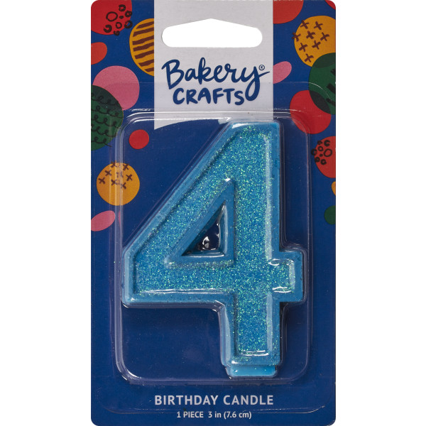4 Glitter Numeral Candles