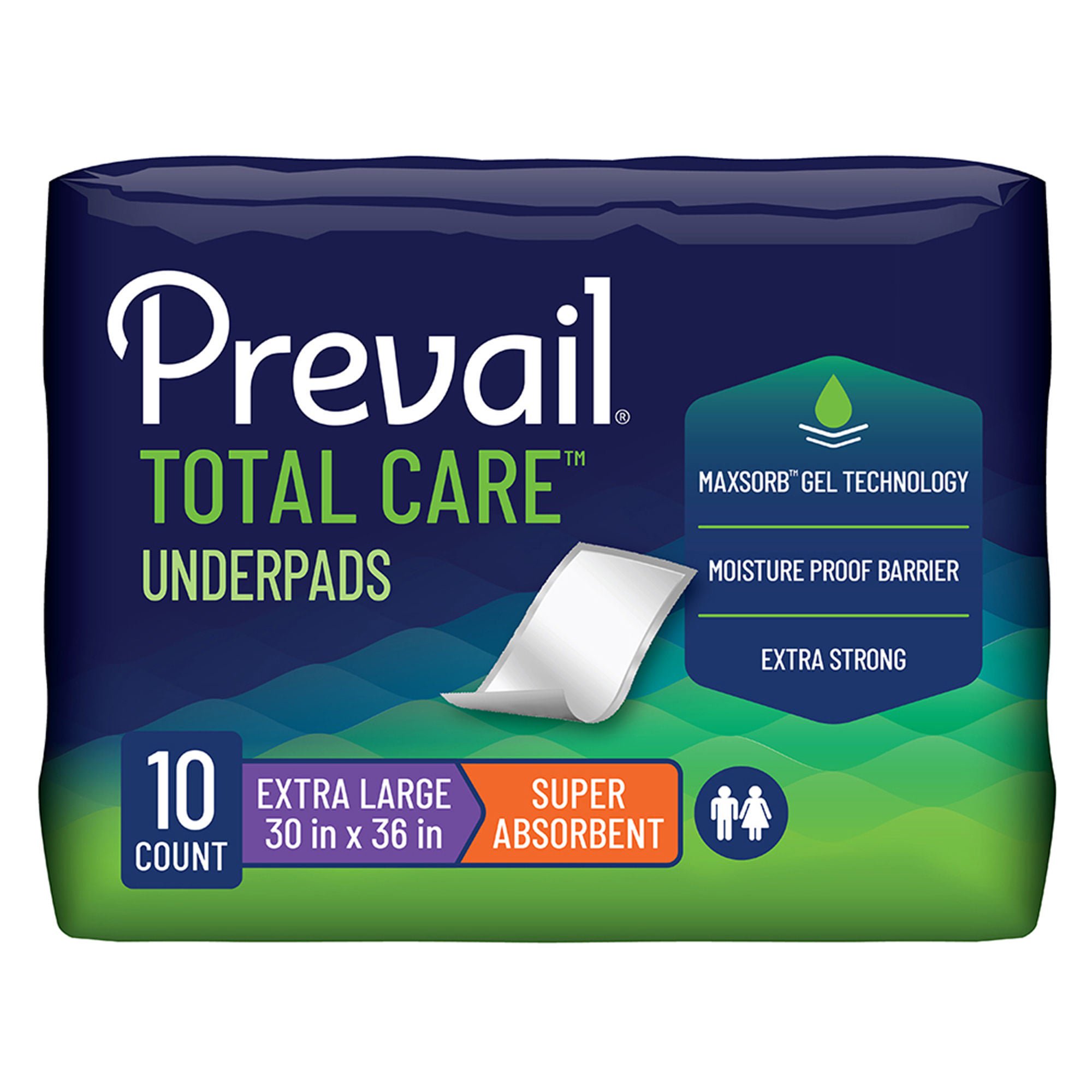 Prevail® Total Care™ Super Absorbent Polymer Underpad, 30 x 36 Inch