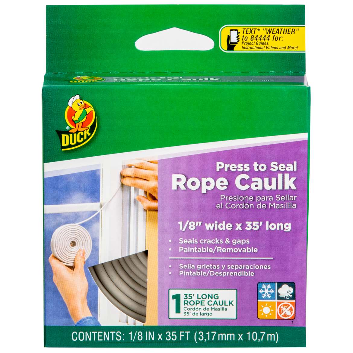 Duck® Brand Rope Caulk - White, .125 in. x  35 ft.
