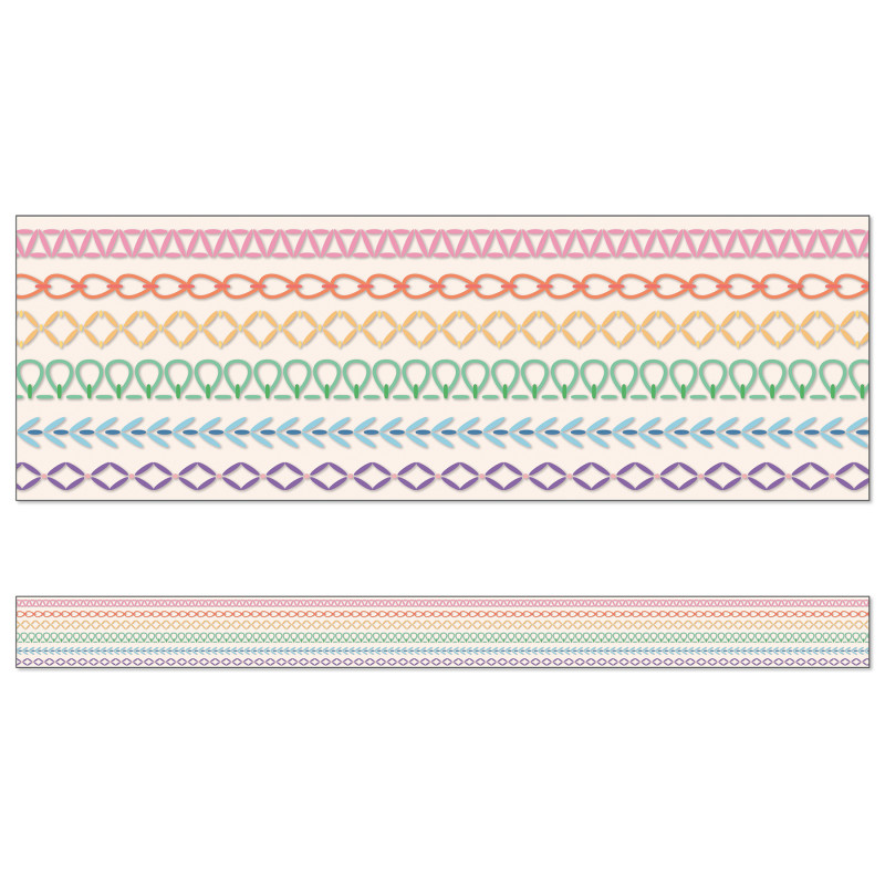 Crafty and Cool Rainbow Stitched Straight Bulletin Board Borders, 36 Feet