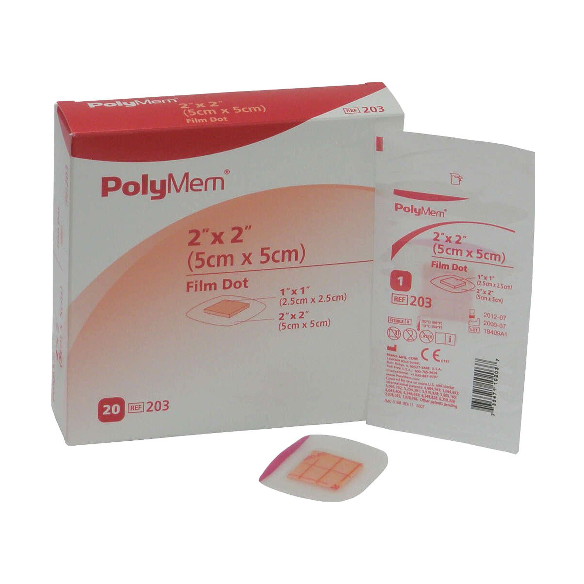 PolyMem® Adhesive with Border Foam Dressing, 2 x 2 Inch