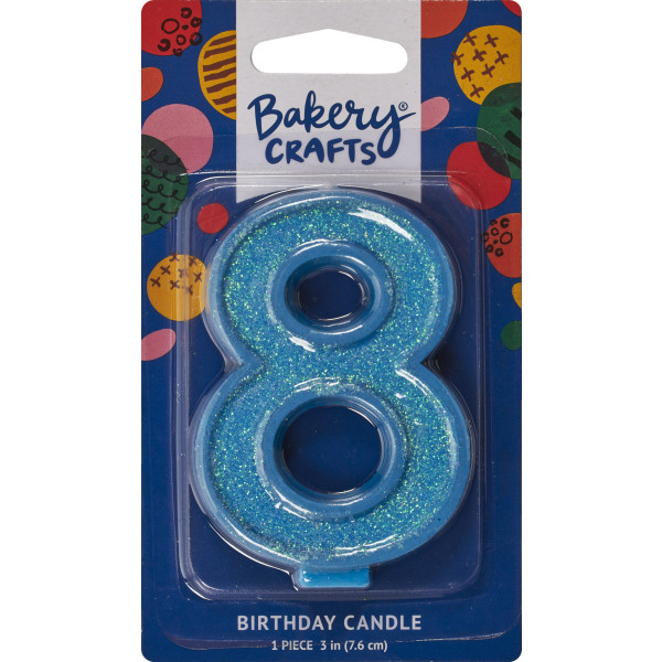 8 Glitter Numeral Candles