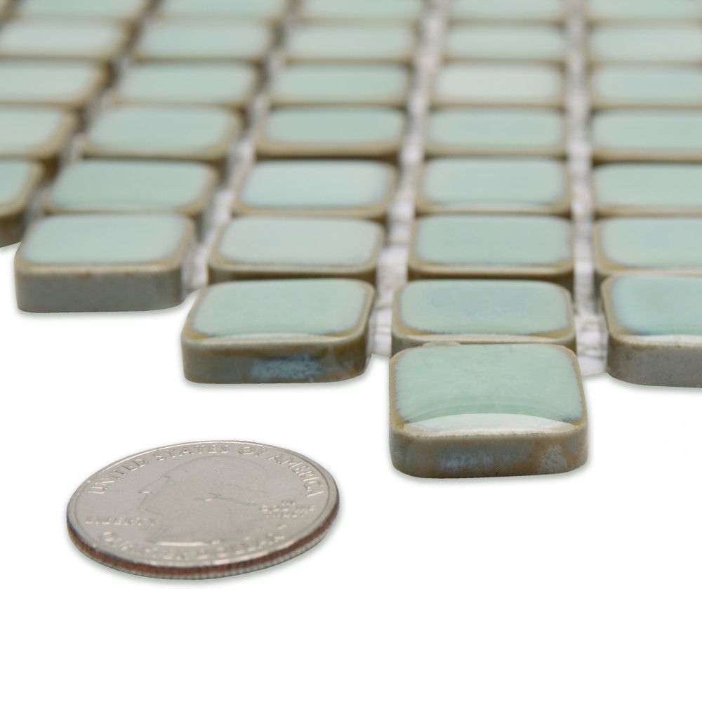 Hudson Edge Mint Green 12-1/4 in. x 12-1/4 in. Porcelain Mosaic Tile