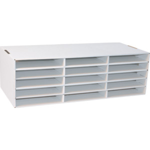 9" x 12" Construction Paper Storage, 15-Slot, White, 9-3/8"H x 29-1/4"W x 12-7/8"D
