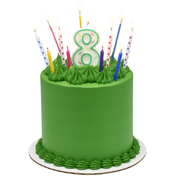 8 Green Sprinkle Numeral Candles