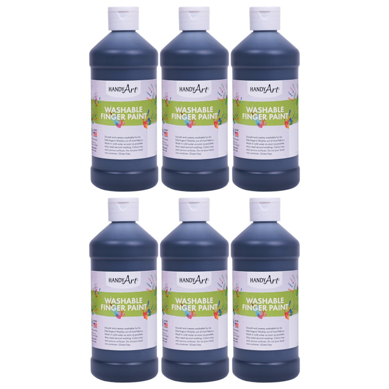 Washable Finger Paint, Black, 16 oz., Pack of 6