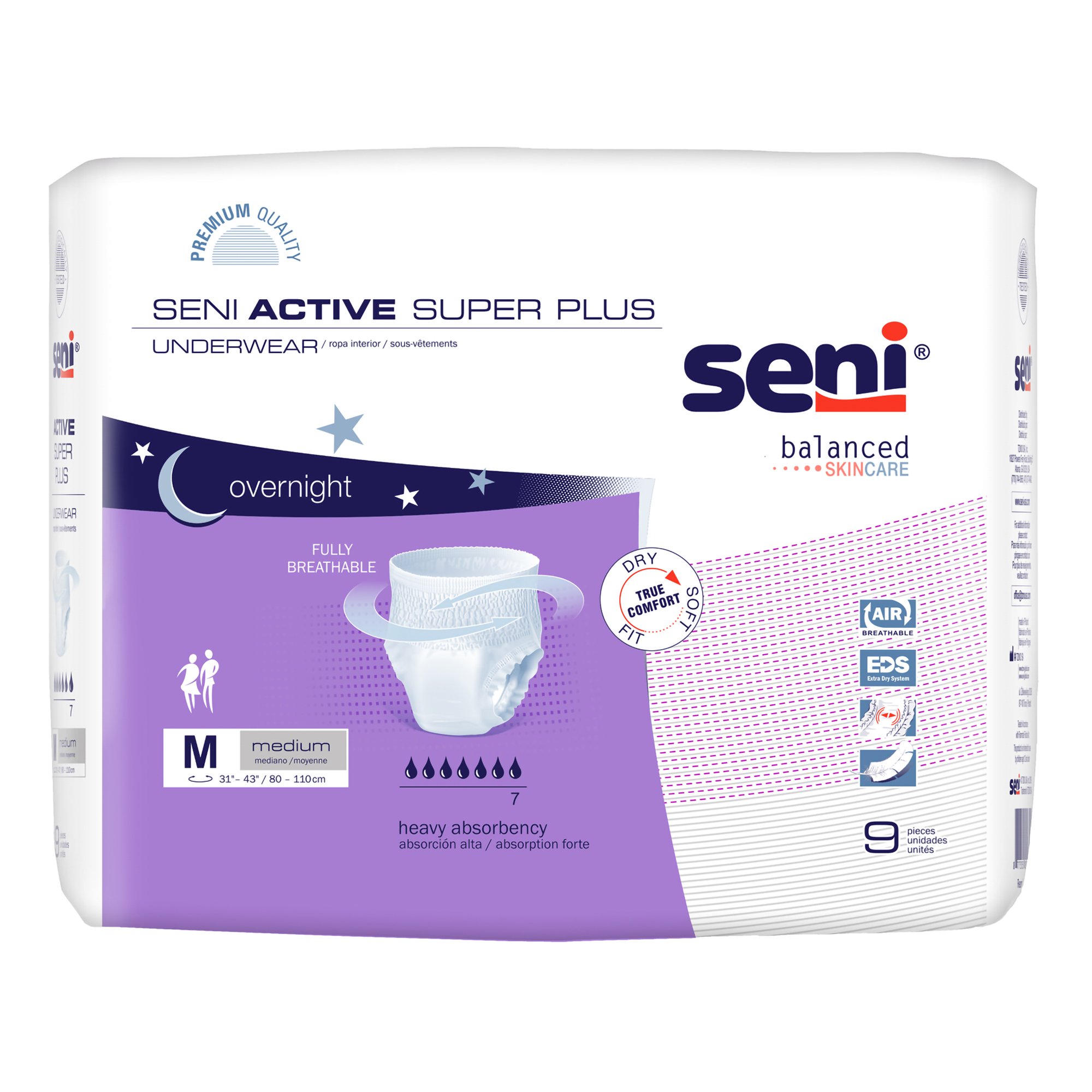 Seni Active Super Plus Overnight Heavy Absorbent Underwear, Medium MK 1163818