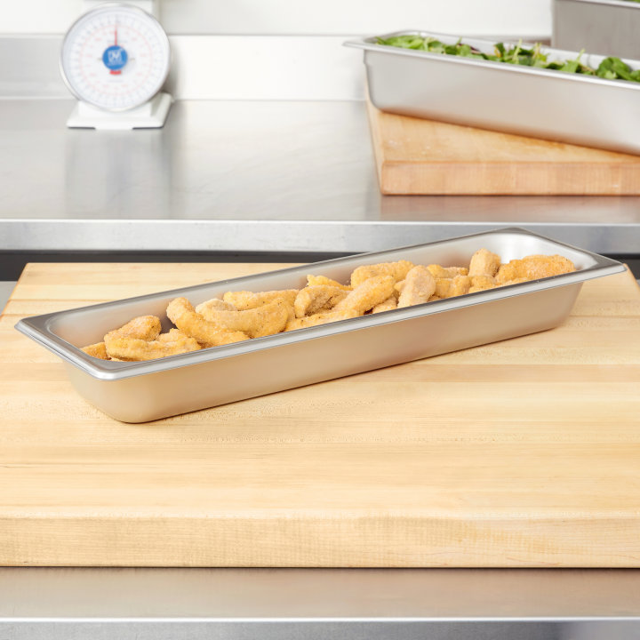 Half-long-size 2 ½-inch-deep Super Pan® heavy-duty stainless steel steam table pan with flat corners