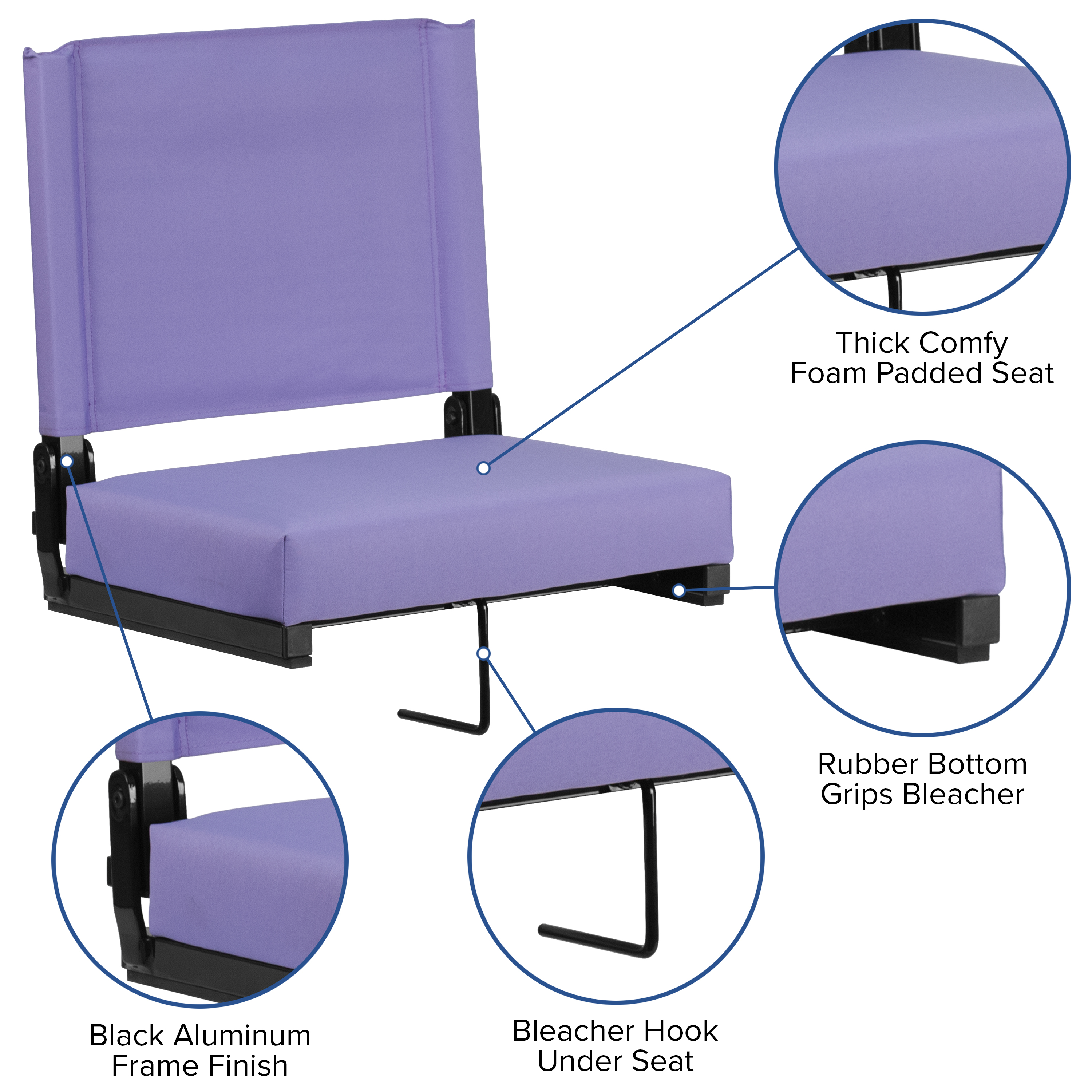 Juego de 2.500 lb. Silla de estadio ligera clasificada con asiento ultra acolchado, azul marino... - Imagen 111 de 175