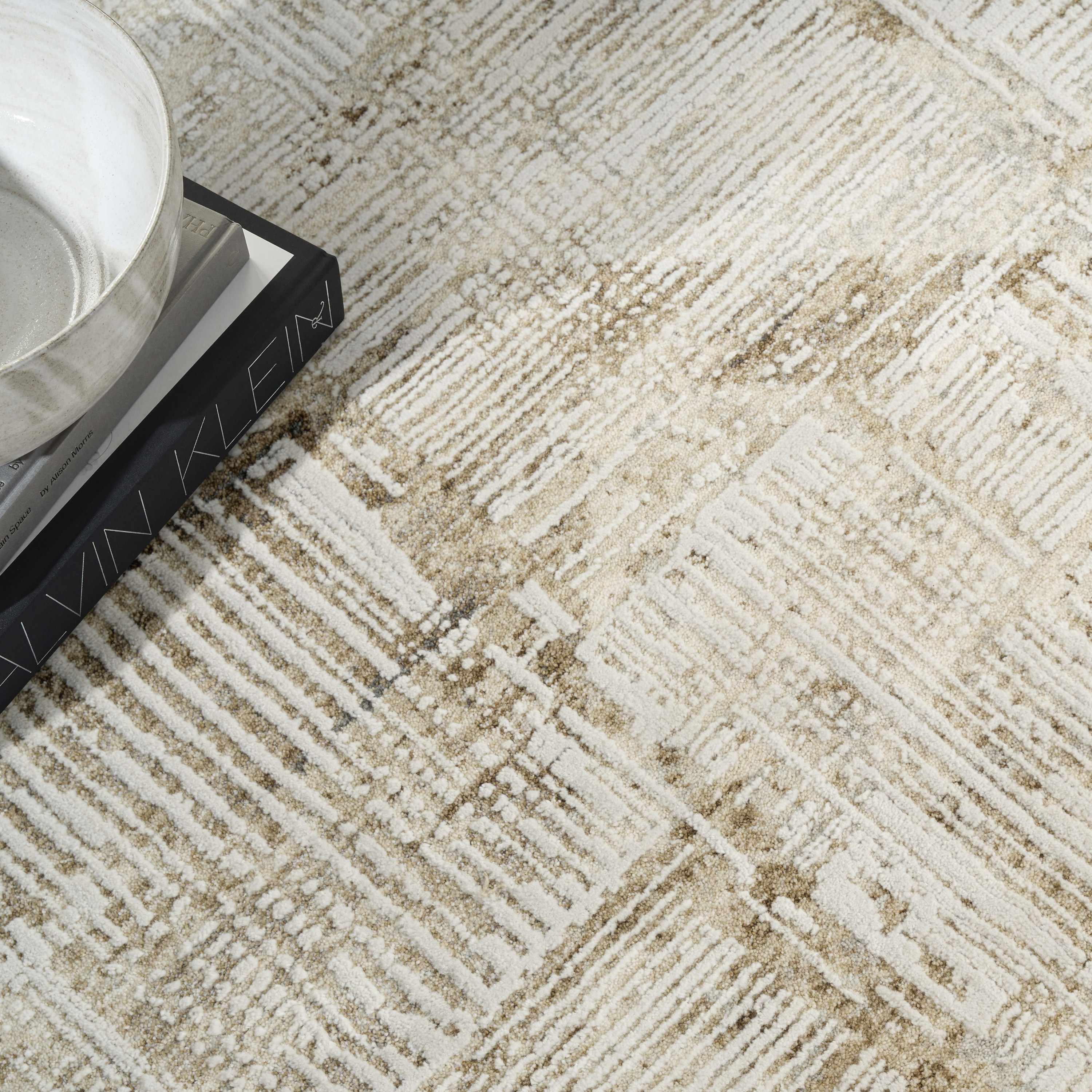 Calvin Klein CK078 Summit 9'10" x 13' Mocha Ivory Modern Indoor Rug