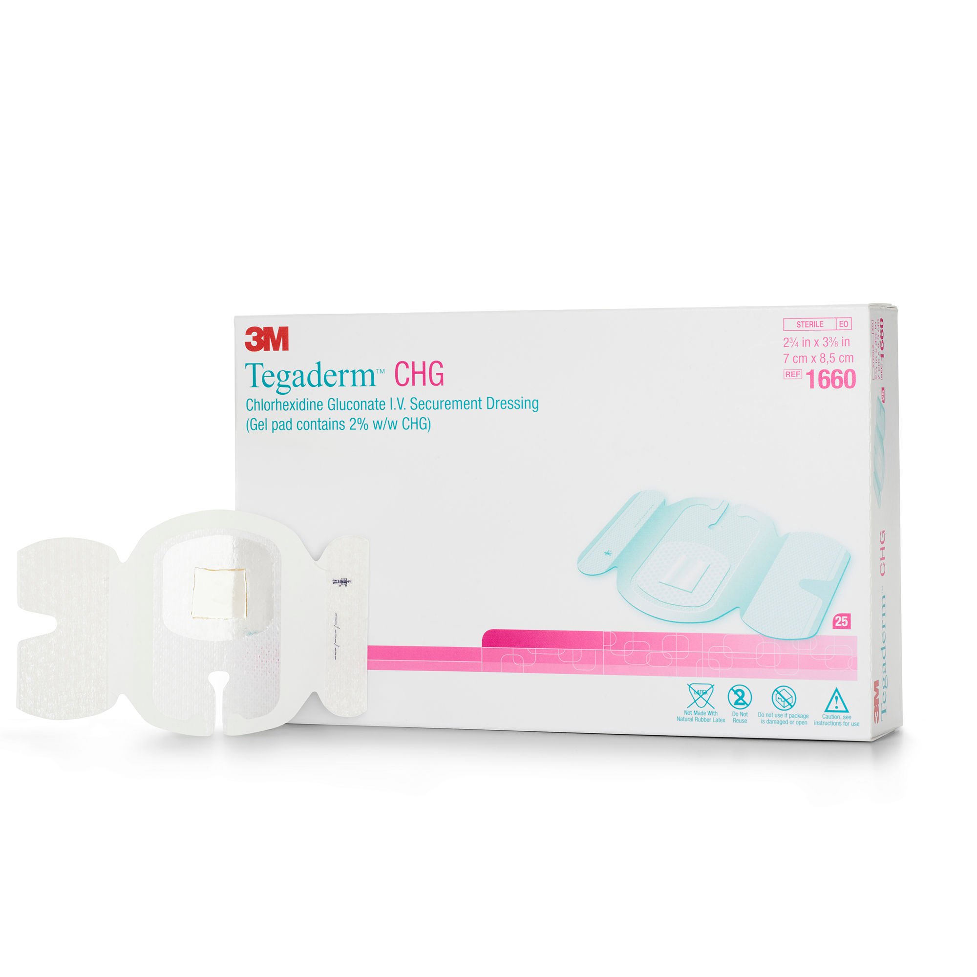 3M™ Tegaderm™ Chlorhexidine Gluconate I.V. Securement Dressing, 2¾ x 3-3/8 Inch