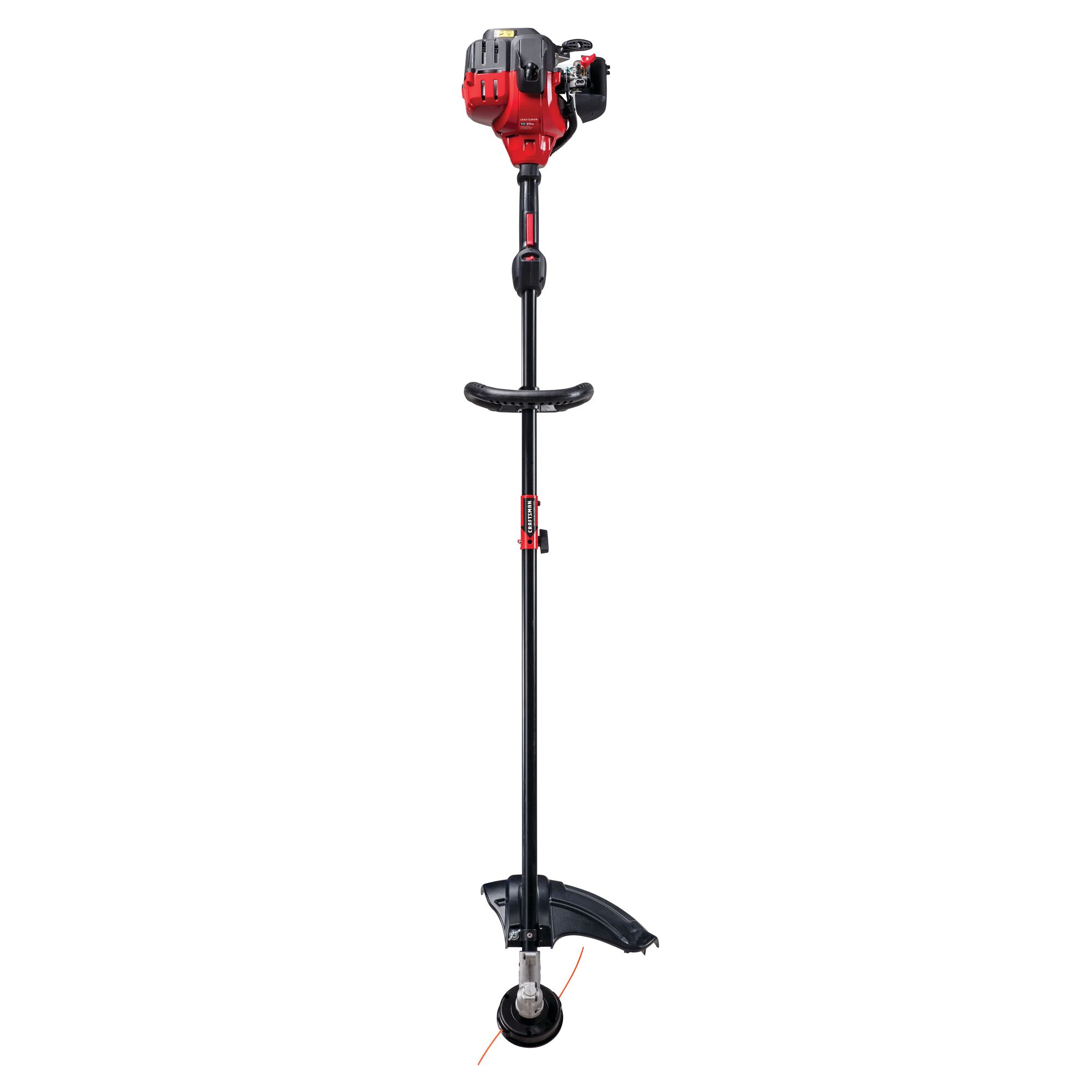 17 inch 2 Cycle straight shaft gas weedwacker string trimmer with attachment capability.