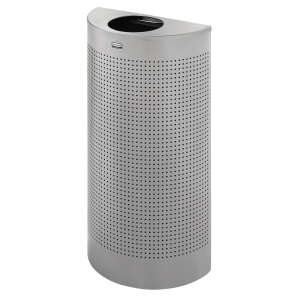 Rubbermaid Commercial, Open Top, 12 gal, Perforated, Stainless Steel, Half Round, Receptacle