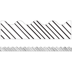 Kind Vibes Black & White Stripes Scalloped Borders, 39 Feet