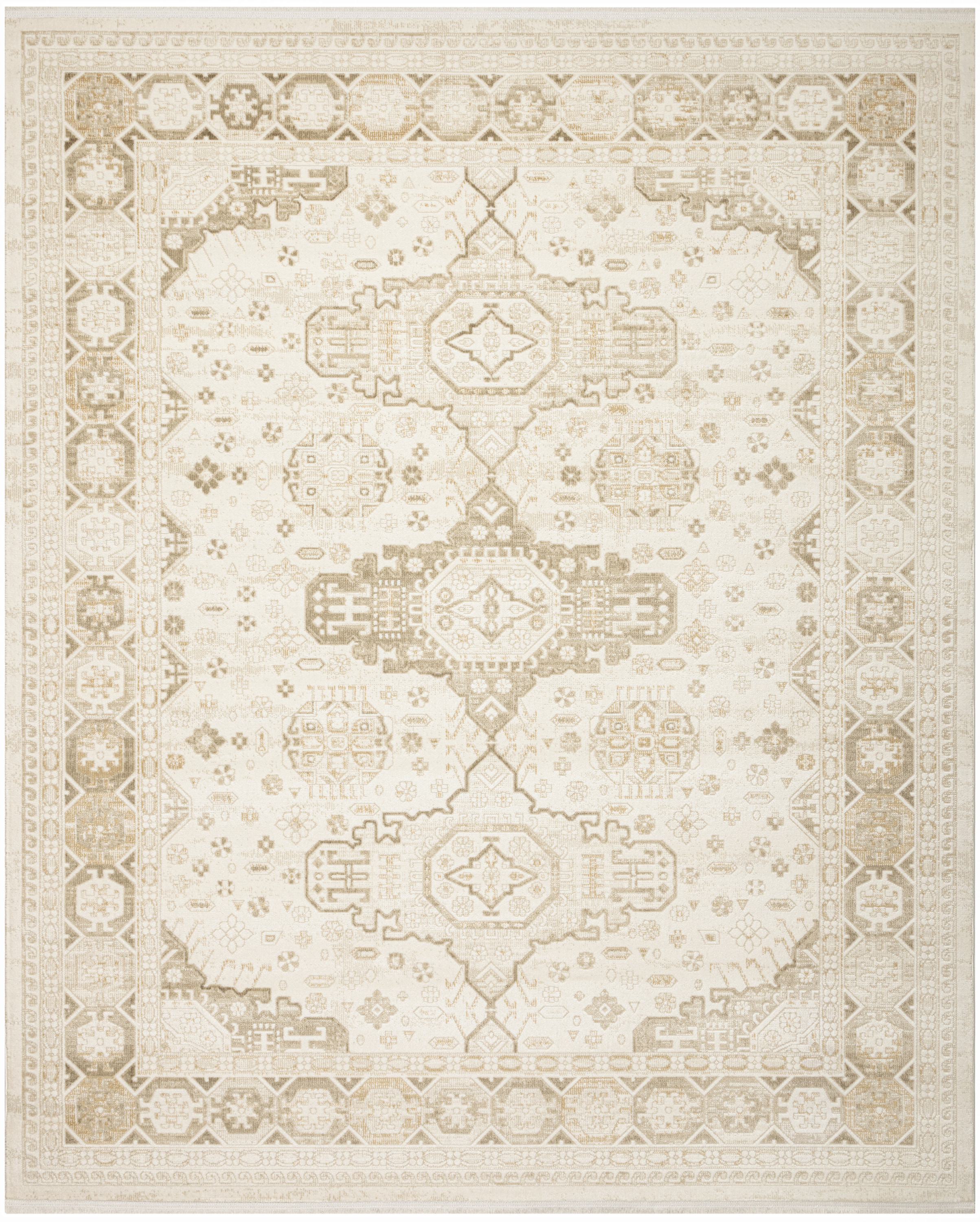 Nourison Pardis 7'10" x 9'10" Ivory Beige Vintage Indoor Rug