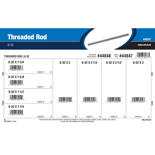 Threaded Rod Assortment (#8-32 Thread Size)