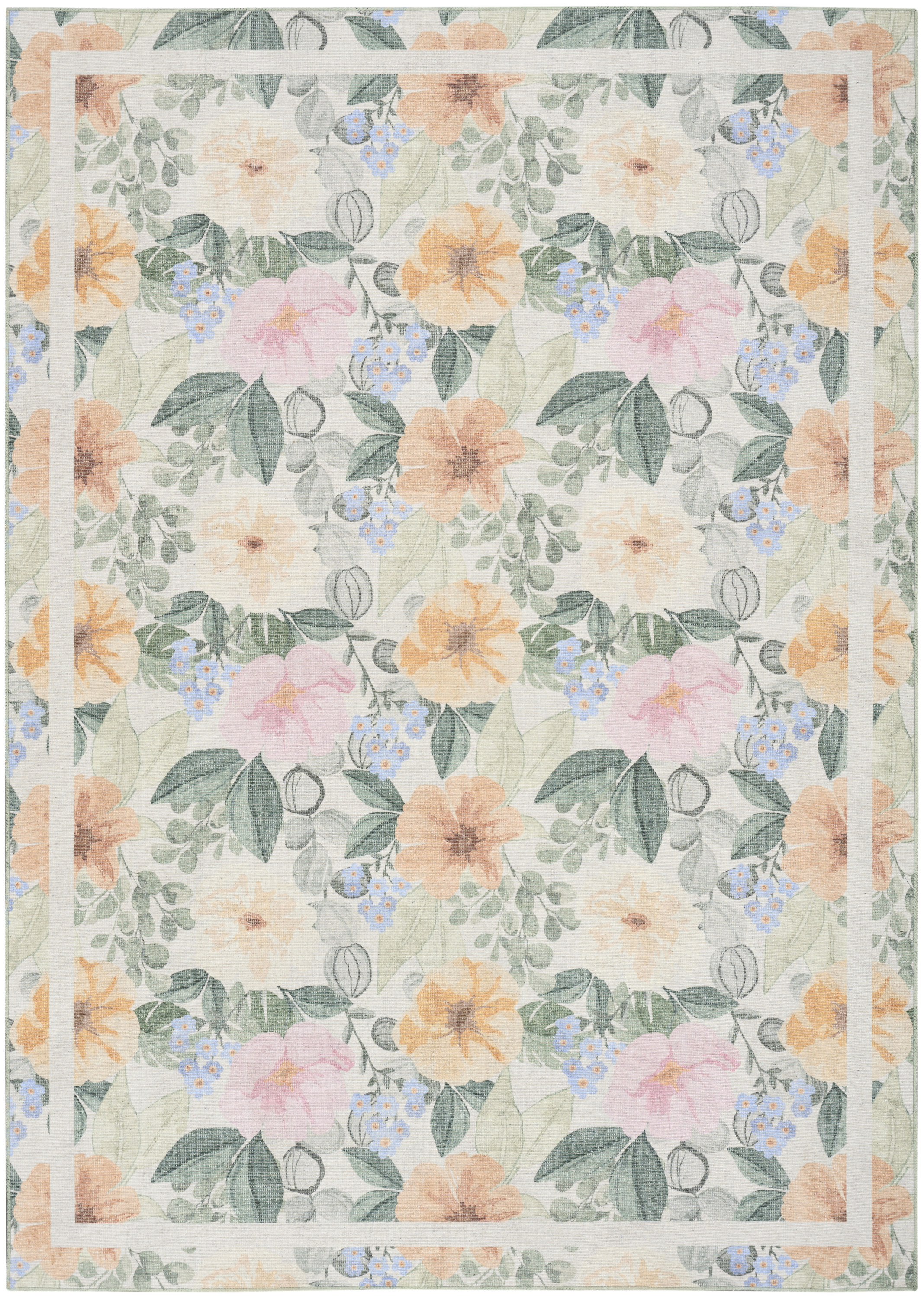 Nourison Botanical Washables 4' x 6' Ivory Multicolor Farmhouse Indoor Rug