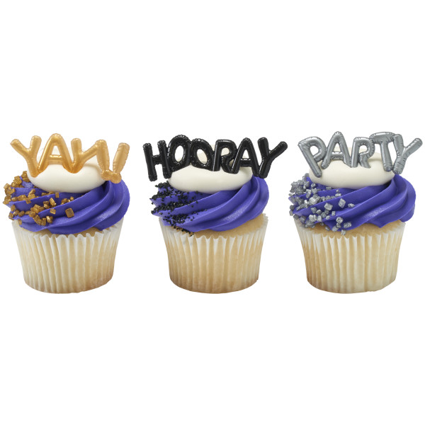 Mini Metallic Balloon Words Cupcake Layon
