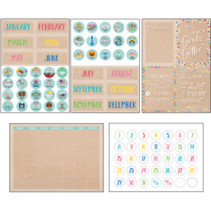 Krafty Pop Calendar Set Bulletin Board Set, 87 Pieces