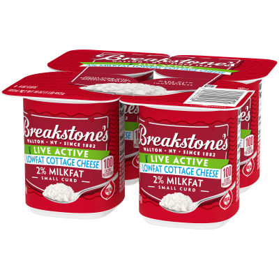 Breakstone's Live Active Lowfat Small Curd Cottage Cheese 2% Milkfat, 4 ct Pack, 4 oz Cups