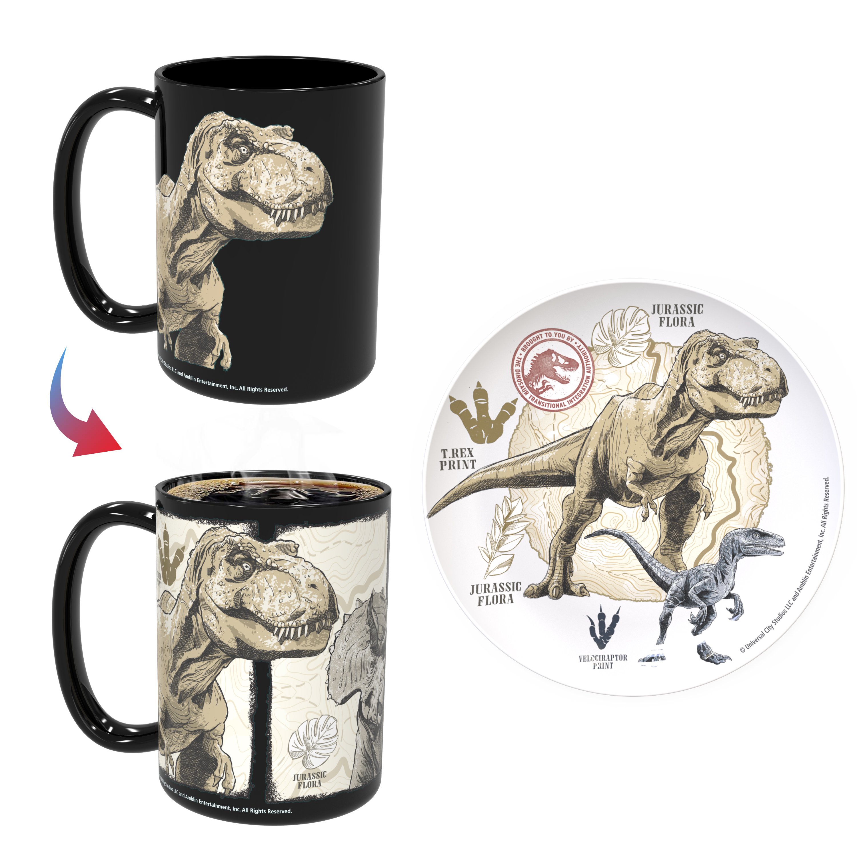 Jurassic World Dominion Ceramic Coffee Mug and Plate, T-Rex, 2-piece set slideshow image 1